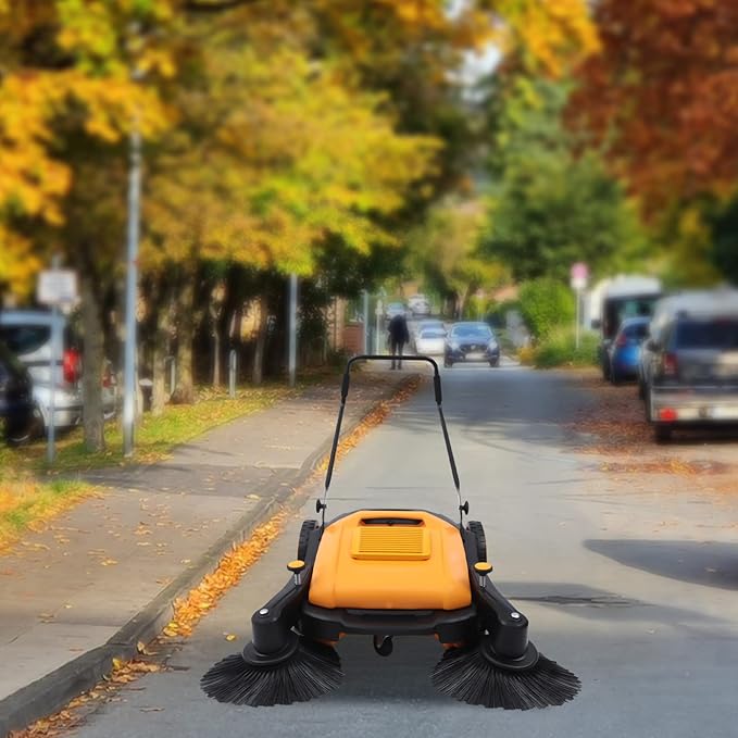 Floor Sweeper, 41" Hand-Push Sweeping Sweeper, Lawn Sweeper Portable Street Sweep Tool, Hand-Push Self-Propelled Cleaner, Carpet Sweeper, Outdoor Sweeper for Industry Home Factory