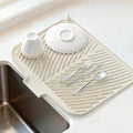 Belife Dish Drying Mat for Kitchen Counter, Silicone Dish Drainers Pad, Non-Slip Under Sink Dish Drying Rack, Heat Resistant Small Stone Drying Board (17" x 14.5",White)