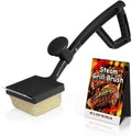 Grill Brush Bristle Free with Aramid Fiber - 600°F Heat Resistant Steam Cleaning Brush, Dual Handle BBQ Grill Cleaning Brush with Scraper, Replaceable Head for Outdoor Grill Weber Traeger Grates