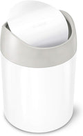 simplehuman Mini Countertop Trash Can, 1.5 Liter / 0.4 Gallon, White Steel