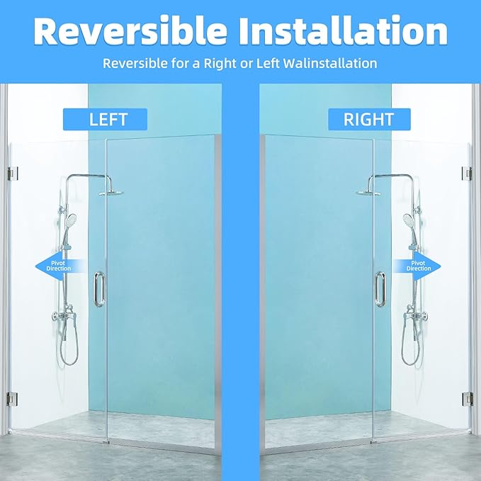 Pivot Shower Door, Adjustable Width 58.5-60" W x 76" H Shower Glass Door with 3/8" (10mm) Clear SGCC Tempered Glass with Nano Easy-Clean Coating, L01 Chrome