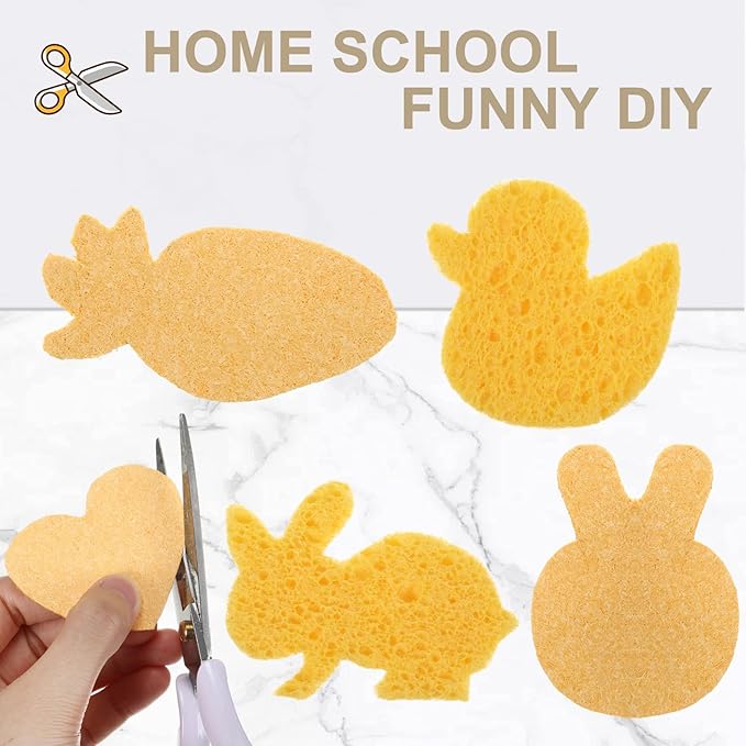 Zhengmy 100 Pieces Sponges Kitchen Compressed Sponges Bulk Natural Dish Sponge Compressed Wood Pulp Cleaning Sponge Without Scratching for Kitchen Bathroom, 3.9 x 2.4 x 0.12 Inch (Yellow)