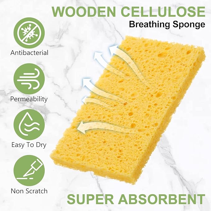 Zhengmy 300 Pieces Sponges Kitchen Compressed Sponges Bulk Natural Dish Sponge Compressed Wood Pulp Cleaning Sponge Without Scratching for Kitchen Bathroom, 3.9 x 2.4 x 0.12 Inch (Multicolor)