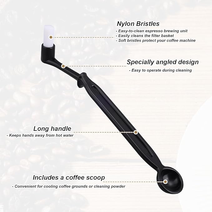 4pcs Coffee Machine Cleaning Brush Set, Professional Espresso Brush Grinder Tool with Wooden Handle Durable Boar Bristle Scrub for Deep Cleaning Home Use