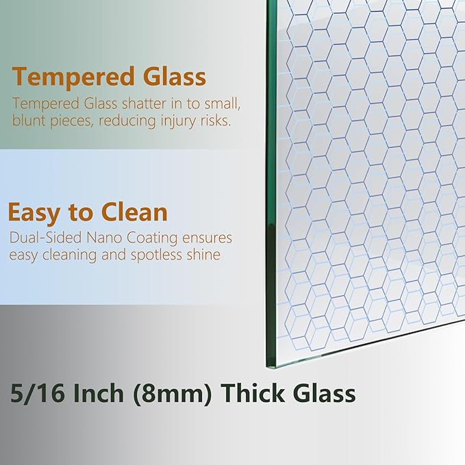 56-60" W x 76" H Double Sliding Frameless Shower Glass Door, 5/16" (8mm) ANSI & SGCC Certified Tempered Glass with Double Nano Coating, Stainless Steel Hardware & Towel Rack (Bright Chrome)