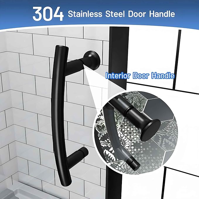 Pivot Glass Shower Door, 38-42" W x 71" H, 1/4"(6mm) Clear SGCC Tempered Glass, Matte Black Finish, Magnetic Closure, Reversible Installation