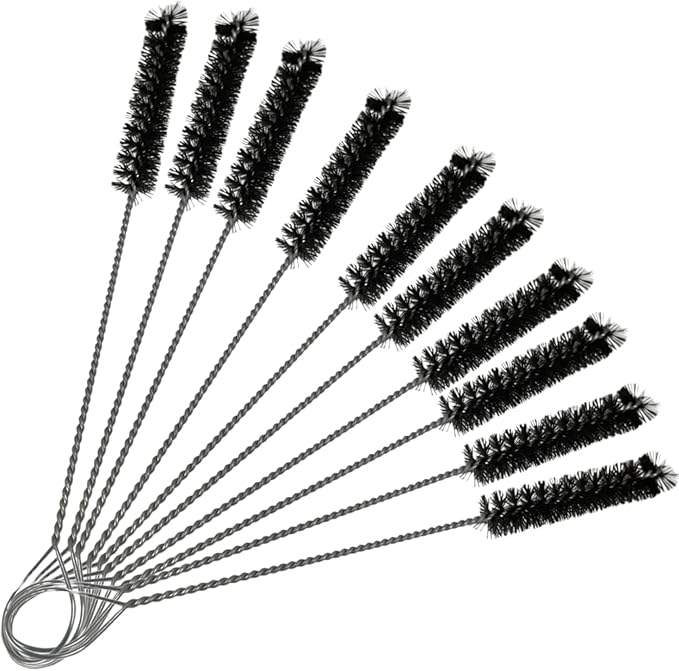 SnowTree - 10 Pack Fan Tip Nylon Bristle Cleaning Brush for Glass Pieces - Anti Scratch Fan Tip to Protect Glass Surfaces and Tubes