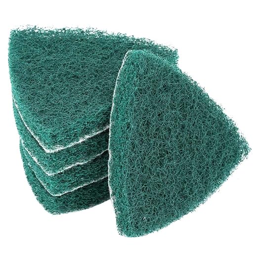5 Pcs Triangle Scouring Pad, Scouring Stick, Self Adhesive Plate Grinding Machine Accessories, Green Scrub Pads for Surface Sanding Polishing