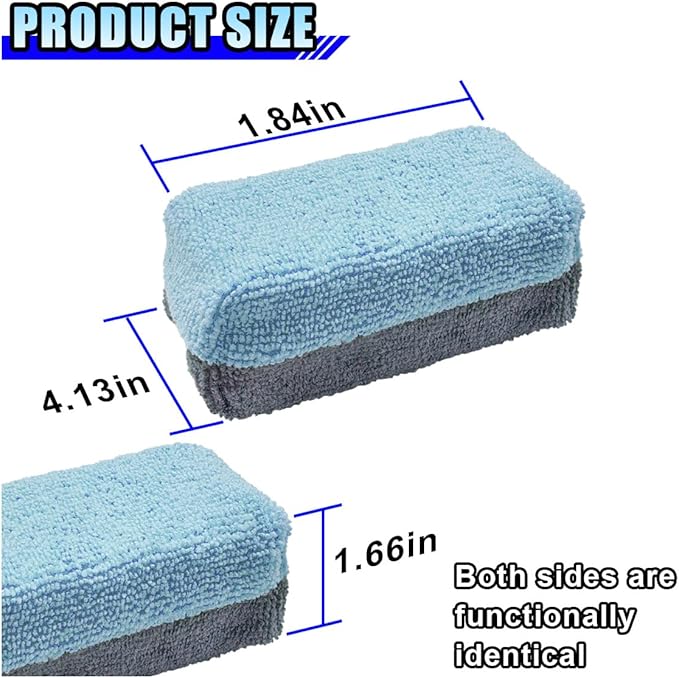 12PCS Ceramic Coating Applicator Sponge, 4.13'' x 1.84'' Microfiber Car Detailing Applicator Pad, Rectangular Car Foam Cleaning Pad, Auto Polishing Pad for Wax, Paint, Sealant (Blue)