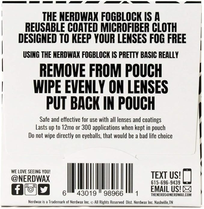 Nerdwax FogBlock | Anti Fog Lens Wipes | Keeps Glasses from Fogging