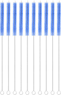 uxcell 10Pcs Drinking Straw Cleaning Brushes, 10" x 2/8" Nylon Bristles Long Straw Brush Pipe Cleaner for Washing Straws Pot Spout, Sippy Cup, Bottle and Tube (Blue)