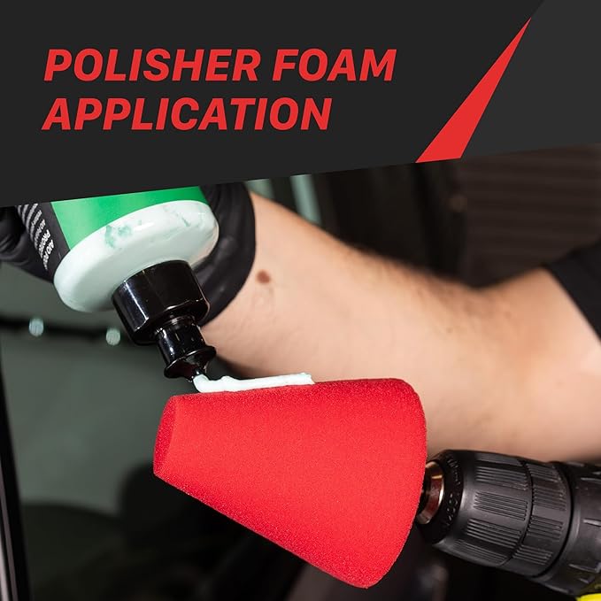 Maxshine Universal M8 Wheel Drill Finishing Cone Sponge | Professional Detailing Tool for Wheels, Rims & Upholstery | Universal Fit M8 Drill Attachment for Auto Detailing, Polishing & Cleaning