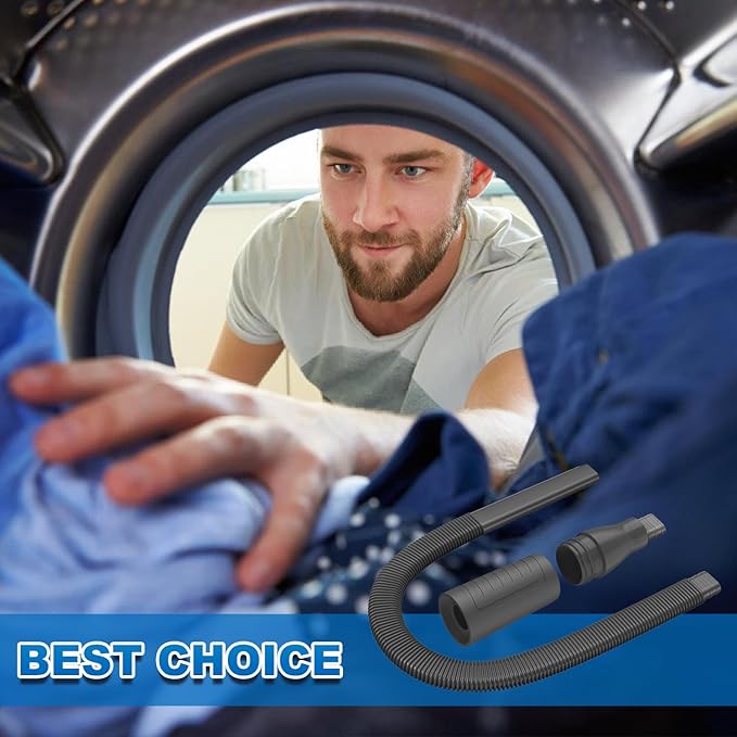 Dryer Vent Cleaner Kit Vacuum Hose Attachment, Quickly Removes Lint, Cleaning Supplies, Black