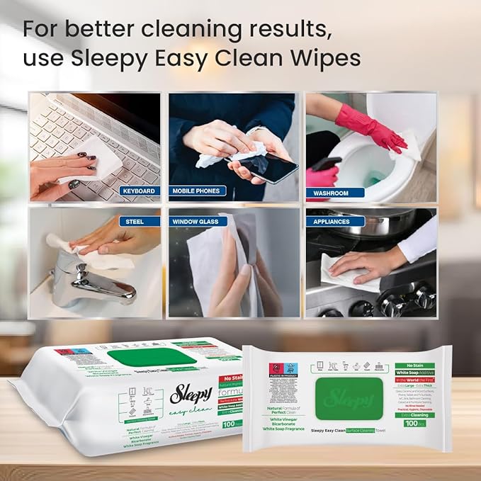 Sleepy Easy Clean All Purpose Cleaning Wet Wipes, Disposable Multi Surface Cleaner Towel 8.5"" x 10"" Large and Thick
