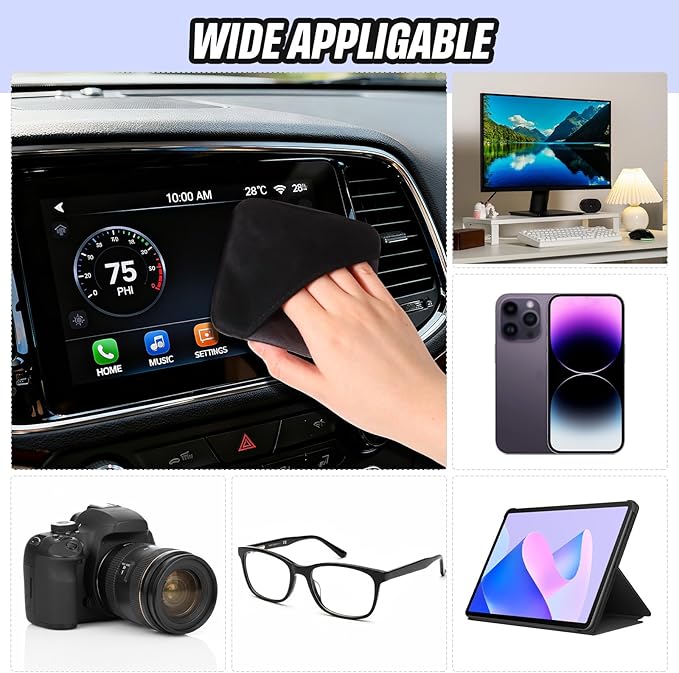 4 Pcs Car Screen Cleaner Car Touch Microfiber Screen Cleaner Cloth Cleaning Wipes Interior Pad for Vehicle Dashboard LCD Accessories 4.13×4.13 Inches(Square)