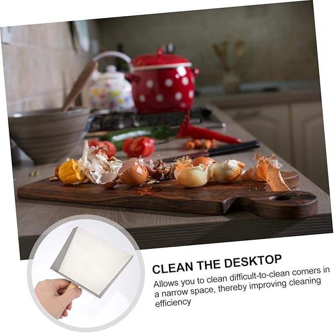 Healifty Stainless Steel Dustpan 8.66 Inch Mini Metal Dust Pan Compact Lightweight Tabletop Dust Pan for Kitchen and Home Cleaning