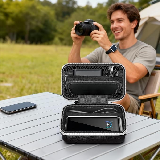Power Bank Case Compatible with Anker Prime Power Bank 26250 (300w)/ 27650/ 25000/ 24000mAh(737) Power Banks, Storage Organizer for 100W Charging Base, Cable for Business Travel Outdoor Use (Box Only)