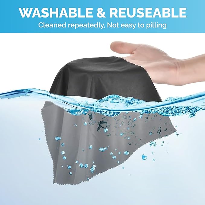Microfiber Cleaning Cloths 6 Pack – 6x7 Inch Lint‑Free Lens & Screen Cleaner – Eyeglass Camera Phone Tablet TV Cloth – Reusable Scratch‑Free Streak‑Free – 3 Dark Grey & 3 White Individually Wrapped