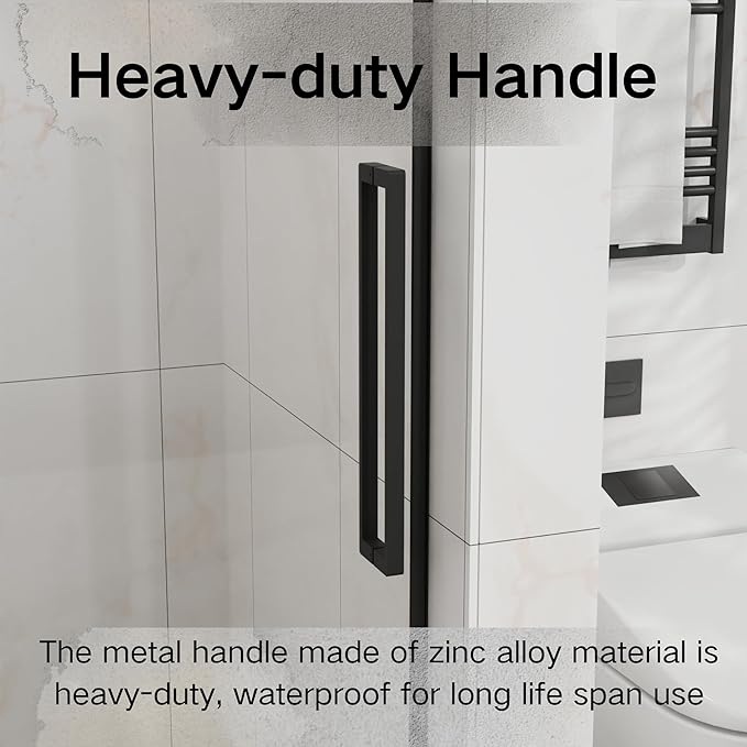 Frameless Sliding Bathtub Door 60" W x 58" H, 1/4" Clear Tempered Glass, Reversible Installation, Stainless Steel Hardware, Matte Black Finish, Space-Saving Glass Tub Shower Door for Bathrooms