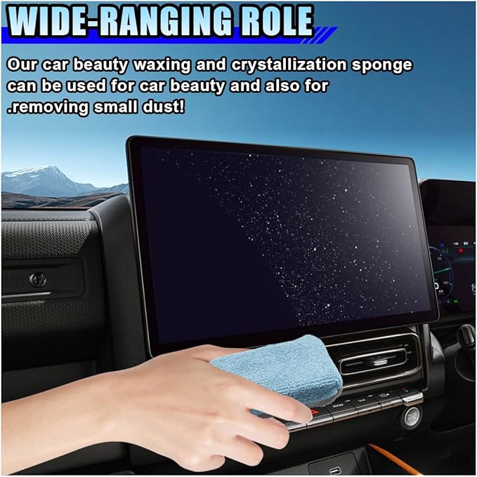 12PCS Ceramic Coating Applicator Sponge, 4.13'' x 1.84'' Microfiber Car Detailing Applicator Pad, Rectangular Car Foam Cleaning Pad, Auto Polishing Pad for Wax, Paint, Sealant (Blue)