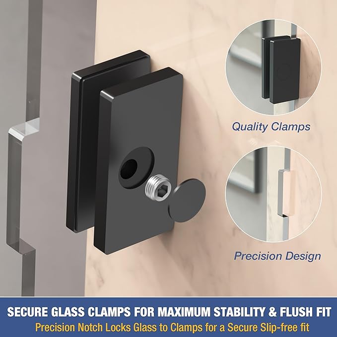 Shower Glass Panel 34" x 79" Easy-to-Clean Treated, 3/8" Tempered Glass Shower Screen, Frameless Shower Door for Walk In Bathroom, Matte Black