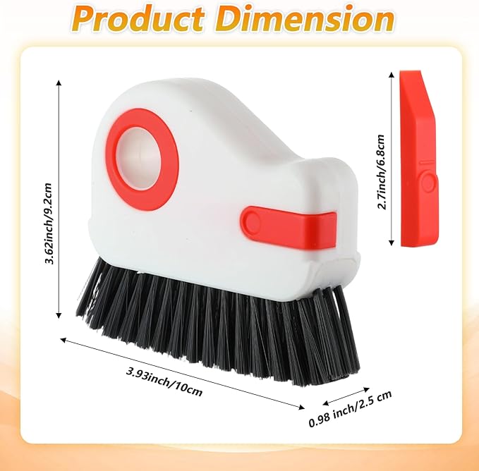 Hecila 2 in 1 Grooves Cleaning Brush Window Track Cleaning Tool Hard Bristle Crevice CleaningsBrushesth Hard Bristles and Scraper Multifunction Plastic Crevice Brush for Sliding Door Track Window Sill