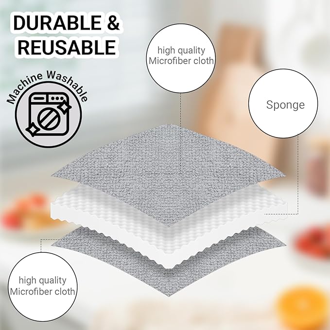 6Pcs 5'' Wax & Oil Applicator Pads - Reusable Microfiber Cleaning Pad - Scratch-Free Sponge Pads for Cutting Board Maintenance, Versatile Home Polishing - Machine Washable for Long-Term Use