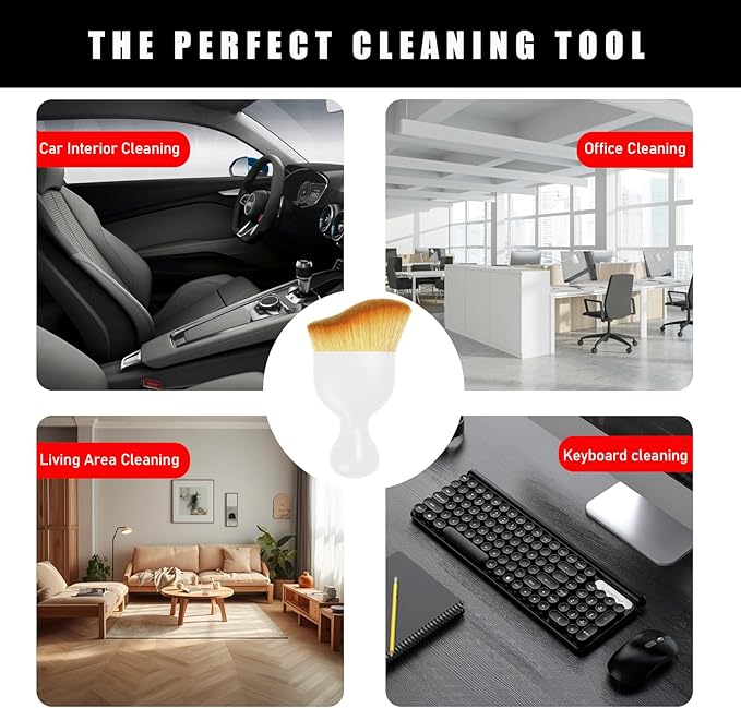 Car Interior Dust Brush, Soft Scratch Free Auto Detailing Brushes, Universal Vehicle Interior Cleaning Tool for Automotive Dashboard, Air Vents, Leather(White)