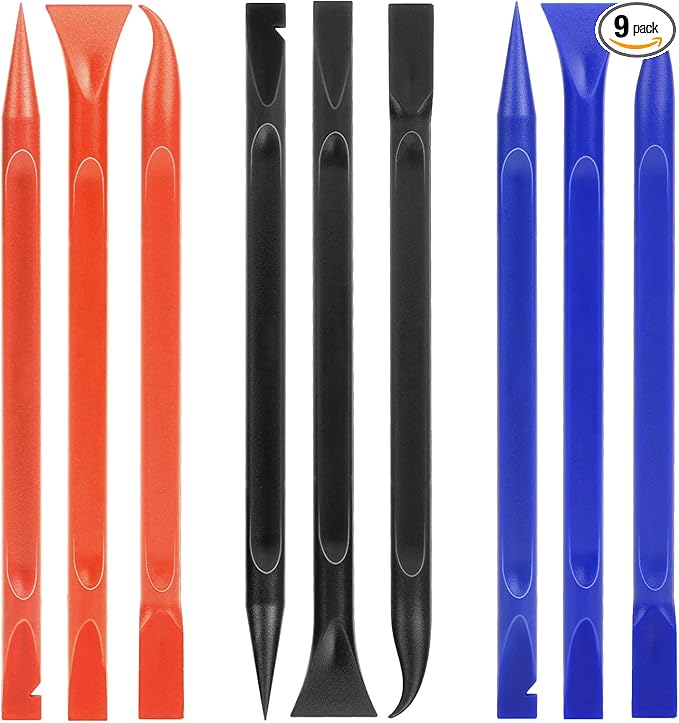 9 PCS Plastic Scrapers Tool for Tight Spaces Non Scratch Label Scrapers Kitchen Scraper Crevice Cleaning Tool Multi-purpose Pen-Shaped Car Detailing Scraper Tools for Remove Stickers Labels Oil Stains