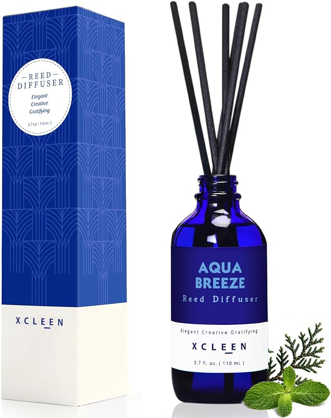 Reed Diffuser Set, Aqua Breeze Scented Oil Diffuser with Sticks, Long-Lasting Home Fragrance Reed Diffusers for Bathroom Office Shelf, Room Fresheners 3.7 Oz