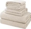 35X70 Inches Extra Large Bath Towels Sets of 4 for Bathroom Super Soft Quick Dry Bath Towels Hand Towels Washcloth Towels Microfiber Shower Towels for Women Daily Use (Khaki, 4 Piece)