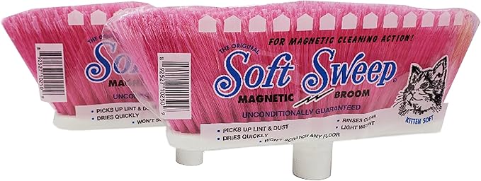 The Original Soft Sweep Magnetic Action Broom 6-PACK: 2 PURPLE, 2 PINK, 2 YELLOW