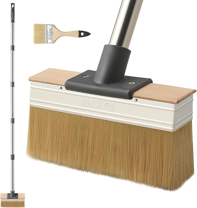 Deck Stain Brush Applicator with Long Handle(59IN), 7IN Wide Deck Paint Brushes for Applying Stains, Paints and Sealer on Outdoor Wood Deck, Fence, Patio, Wall, Furniture
