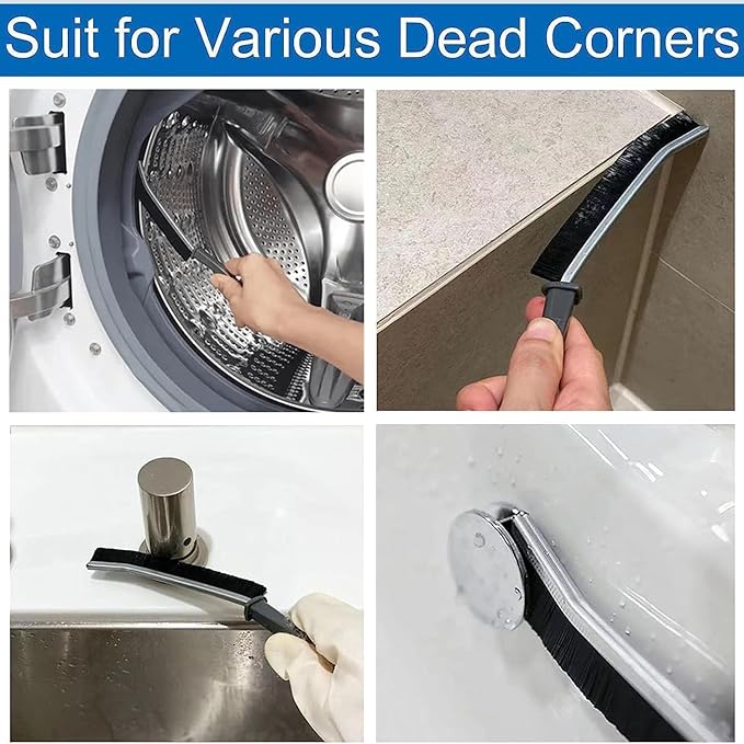 Hard Bristle Crevice Brushes, 4 PCS Bathroom Gap Cleaning Brush,Multifunctional Hand-held Groove Cleaning Brush,Dead Corner Brush for Bathroom Kitchen Tiles,Window Track,Shutter,Door Slots，Black