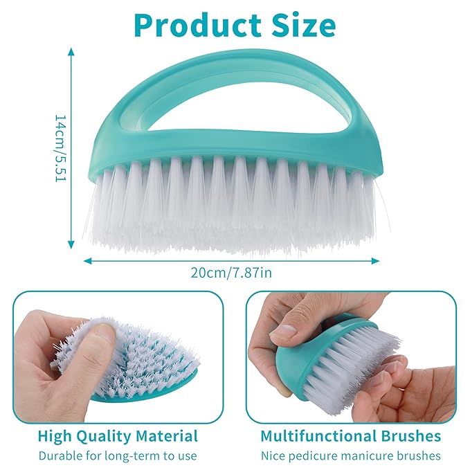 Cobee 2 Pack Hand Nail Brush for Cleaning Fingernails Durable Stiff Bristles Nail Scrub Brush Cleaner with Handle Heavy Duty Deep Nail Cleaning Scrubber for Fingernails Toes Men Mechanics(Red, Blue)