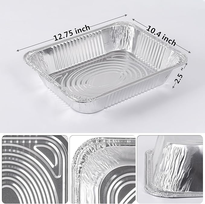 9x13 Inch Disposable Aluminum Pans with Clear Lids(10 Pack)Half Size Tin Foil Pans with Lids,Food Containers Disposable Baking Pans For Cooking, Meal Prep, Roasting, Chafing, Steam Table, Storage