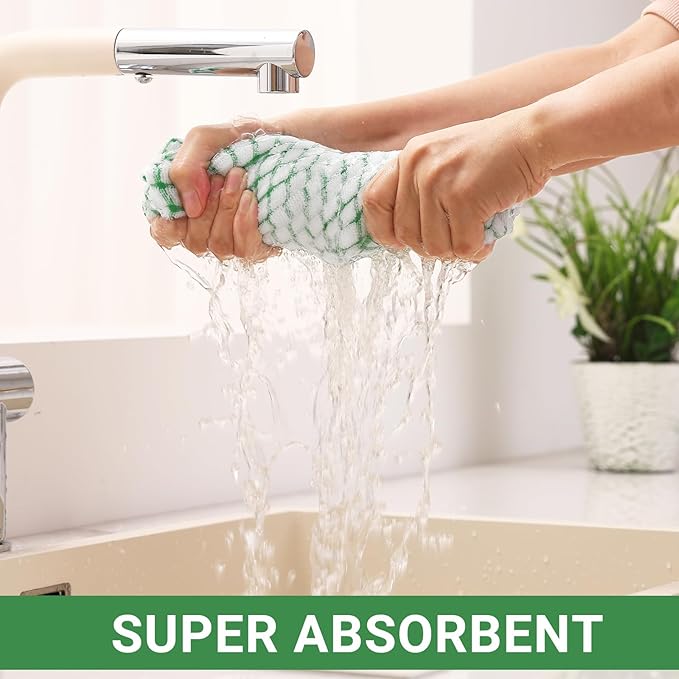 Homaxy Kitchen Towels and Dishcloths Set, 16 x 25 and 12 x 12 Inches, Set of 8 Cotton Terry Kitchen Dish Towels, Super Soft and Absorbent Dish Cloths, Green