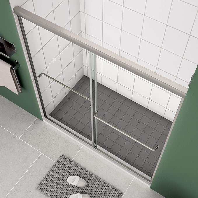 Bypass Glass Shower Door 44-48" W x 70" H with 1/4" Clear SGCC Tempered Glass, Semi-Frameless Double Sliding Shower Door, Easy to Clean, Easy to Install, Chrome