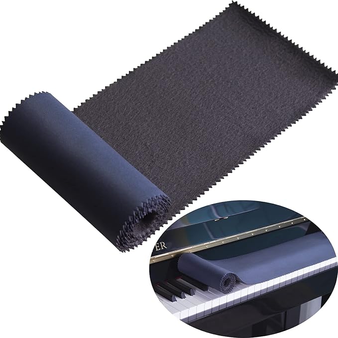 Mooson Piano Keyboard Anti-Dust Cover High Technology Fabric Key Cover Cloth Fit For Upright Piano, Electric Piano & Grand piano (Dark blue)