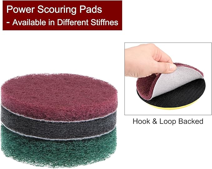 HARFINGTON 8pcs Drill Power Brush 3 inch Tile Scrubber Scouring Pads 320-400 Grit for Bathroom Kitchen Household Cleaning