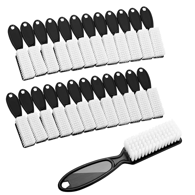 Handle Grip Nail Brush - Nail Brushes for Cleaning Fingernails, Long Handle Hand Fingernail Brush, Scrub Cleaner for Finger Nial, Multicolor, DAYGOS (Black-24pcs)