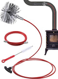 Feekoon Pellet Stove Cleaning Kit, 20 FT Flexible Steel Rod with 4" Brush Head, Flue Detail Cleaner, Pellet Stove Accessories for Vent Pipes Cleaning - Reduce Buildup & Improve Airflow
