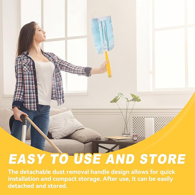10 Pcs Duster Handle Compatible with Swiffer Duster, Thickened Material Replacement Extendable Dusters Mop Handles for Tight Spaces and Cleaning Car Blinds Furniture Electronics(Yellow)