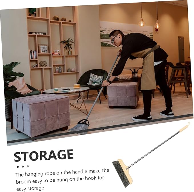 Cabilock Soft Bristle Broom with Handle Long Handle Floor Brush for Home Kitchen Outdoor Cleaning Static Bristles for Sweeping Pet and Dirt Hardwood and Carpet Floors