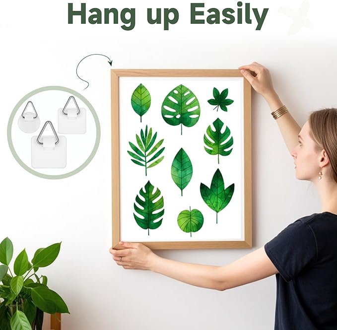 30 Pack Adhesive Picture Hanger Picture Hanging Hooks Without Nails Invisible Adhesive Wall Hangers Plastic Sticky Picture Hangers for Photo Frame Foamboard Plate Wall Art Decor