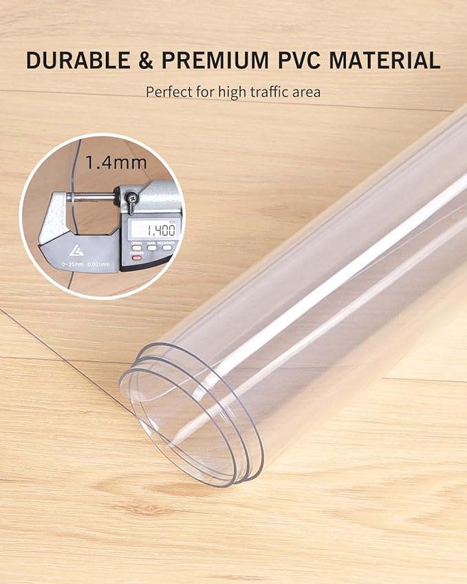 Area Mat for Hard Floor, 3'×5' Transparent PVC Area Rug for Home, Waterproof Durable Floor Protector for Dining Room, Large Anti-scratch Floor Mats for Laundry Room, Baby Play, Kitchen, Pet Litter Mat