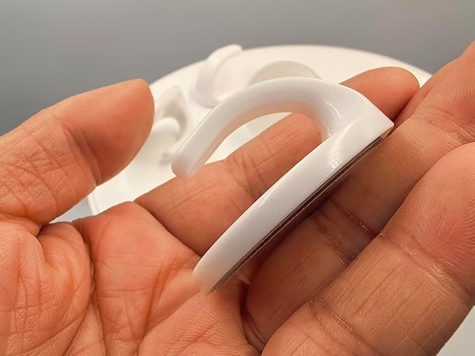 lightstar 6 Pcs Adhesive Plastic Hooks - Small Wall Hooks for Hanging, Drill-Free, Seamless - Kitchen Bathroom - 44 * 44 * 25 mm, White (for 2.5 LB)