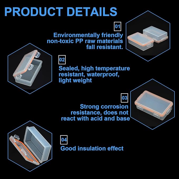 Heyiarbeit 2 x 18650 Battery Storage Case Holder Organizer Box Transparent 2Pcs