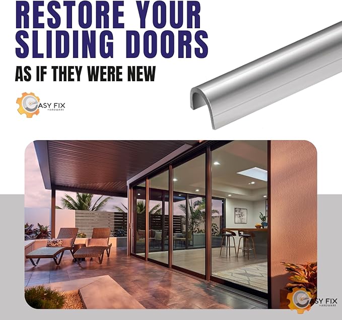 Snap On Repair Track Cover 1/4" for Sliding Patio Glass Doors | Sliding Door Repair Replacement Hardware Repair Stainless Steel | Fix Sliding Glass Door (4 Feet)