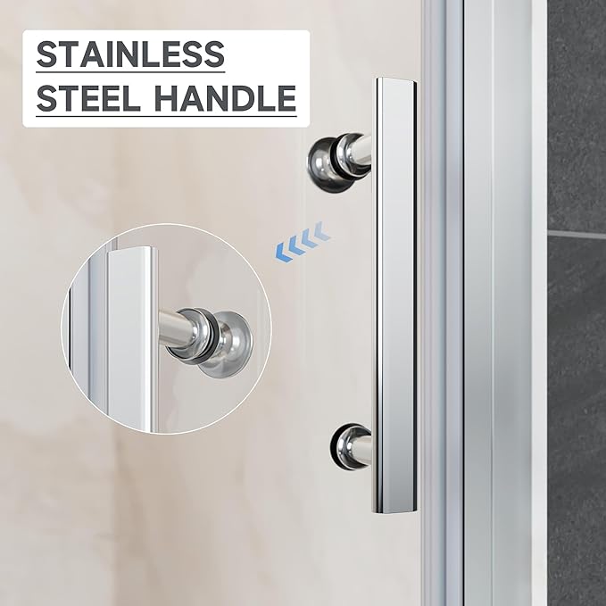 Glass Shower Door 31.5-33" W x 72" H, UCALAFEE Frameless Pivot Shower Door with 1/4" (6mm) SGCC Clear Tempered Glass, Waterproof Seal, Easy Clean & Anti-Fog Coating, Reversible Installation, Silver